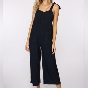 O'Neill Sid Women's Casual Boho Wide Leg Navy Blue Comfy Jumpsuit Size Large